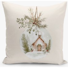 Filamente Çift Taraflı Yılbaşı Cristmas Desenli Dijital Baskı Kırlent Kılıfı