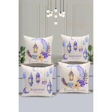 Filamente 4'lü Kırlent Kılıf Seti Ramazan - Ramadan Desenli Çift Taraflı Dijital Baskılı