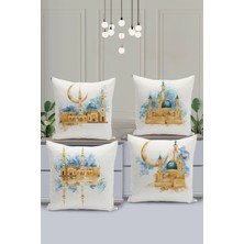 Filamente 4'lü Kırlent Kılıf Seti Ramazan - Ramadan Desenli Çift Taraflı Dijital Baskılı