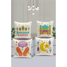 Filamente 4'lü Kırlent Kılıf Seti Ramazan - Ramadan Desenli Çift Taraflı Dijital Baskılı