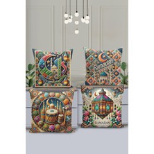 Filamente 4'lü Kırlent Kılıf Seti Ramazan - Ramadan Desenli Çift Taraflı Dijital Baskılı