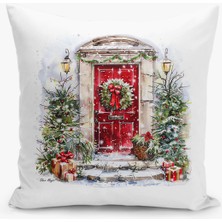 Filamente Çift Taraflı Yılbaşı Cristmas Desenli Dijital Baskı Kırlent Kılıfı