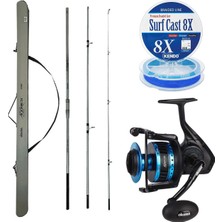 Yekoutdoor Profesyonel Olta Seti Okuma Azores Surf 430CM 3 Parça Surf Kamışı&okuma Azores ZXP-6000 (Low Speed ) 6+1 Bb Olta Makinesi
