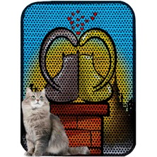 Büyük Boy Elekli Tuvalet Önü Desenli Kedi Kumu Paspası 60 x 80 cm
