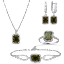 Silveranka 925 Ayar Gümüş Zultanit Baget Taşlı Takı Seti