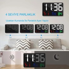 Etabel Dijital Uzaktan  Duvar Saati Renkli Hd LED Ekran 25 x 16  cm  Tarih Gün Sıcaklık Alarm USB