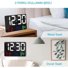 Etabel Dijital Uzaktan  Duvar Saati Renkli Hd LED Ekran 25 x 16  cm  Tarih Gün Sıcaklık Alarm USB