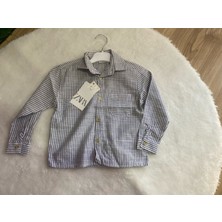 Keten Gri Beyaz Çizgili Erkek Çocuk Gömlek