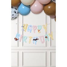 Pekshop Sevimli Köpekler Happy Birthday Banner Parti Süsleri Ipe Dizili Duvar Süsü