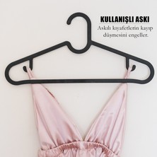 Huub Hanger Collection 5 Adet Plastik Slim Askı, Elbise Askısı, Kıyafet Askısı, Siyah Askı