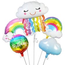 Parti Dükkanım Gökkuşağı Bulut Folyo Balon Seti 5'li