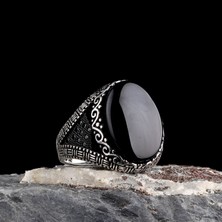 Tesbih Sepetim 925 Ayar Gümüş Onix Taşlı Oval Model Erkek Yüzük