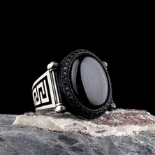 Tesbih Sepetim 925 Ayar Gümüş Onix Taşlı Oval Model Erkek Yüzük