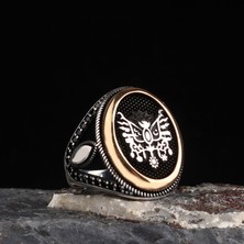 Tesbih Sepetim 925 Ayar Gümüş Osmanlı Devlet Arması Motifli Model Erkek Yüzük