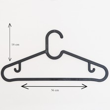Huub Hanger Collection 20 Adet Plastik Slim Askı, Elbise Askısı, Kıyafet Askısı, Siyah Askı
