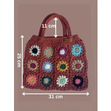 Melush Bordo Motif Desenli El Çantası El Işi Örgü Çanta