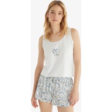 Kadın Pijama Takımı 60541 - Beyaz