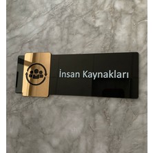 Bronz Aynalı Siyah Parlak Seri Insan Kaynakları Kapı Isimliği