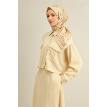 Armine Leopar Desenli Saf İpek Twill Eşarp 9352D 34