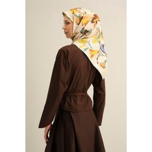 Armine Çiçek Desenli Saf İpek Twill Eşarp 9342D 03