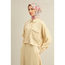 Armine Çiçek Desenli Saf İpek Twill Eşarp 9332D 82