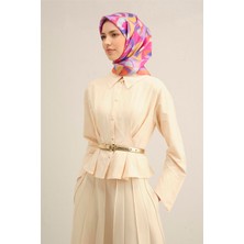Armine Geometrik Desenli Saf İpek Twill Eşarp 9329D 32