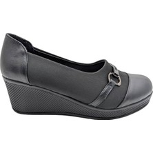 Çiğdem Kundura Caprice  -  Deri Kadın Dolgu Topuklu Ayakkabı - Caprice - Siyah - 36