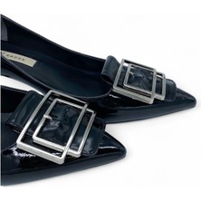 Gümüş Tokalı Rugan Siyah Kadın Topuklu Ayakkabı - Buckle Luxe