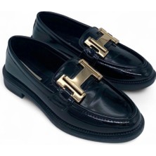 Zeynep Yıldırım Rugan Gold Tokalı Siyah Kadın Günlük Loafer - Heritage Luxe
