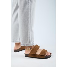 Manijero (Vina 2 ) Kadın Deri Çift Cırtlı Taba Terlik