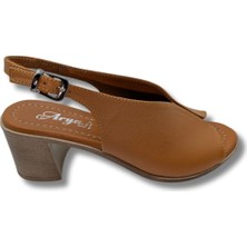 Çiğdem Kundura Flore -  Deri Kadın Topuklu Sandalet - Flore - Taba - 37