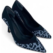 Zeynep Yıldırım Gri Leopar Desenli Yüksek Topuk Siyah Kadın Stiletto - Wild Noir