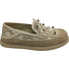 Guja Bej Keten Espadril Kadın Babet Ayakkabı