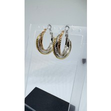 Stainless Steel Gold&silver 3'lü Sarmal Halka Küpe