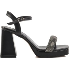 Ayakmod 336535 Z Siyah Kadın Platform Topuk Sandalet