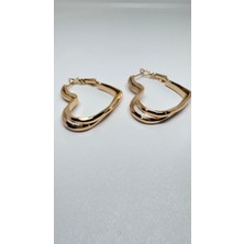 Xuping Çelik Gold Kaplama Iki Sıralı Kalp Küpe