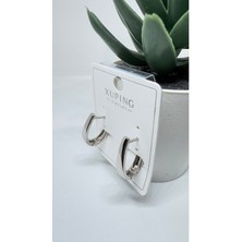 Xuping Çelik Silver Kaplama Oval Küpe