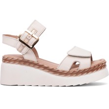 Venüs 2512303Y Kadın Deri Dolgu Topuk Sandalet Bej