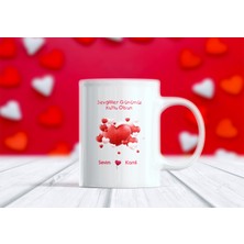 Sevgililer Günü Tasarımlı Isimli Aşk Kupa Bardak