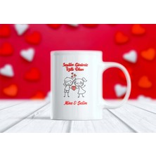 Sevgililer Günü Tasarımlı Isimli Aşk Kupa Bardak