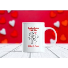 Sevgililer Günü Tasarımlı Isimli Aşk Kupa Bardak