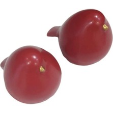 Es Dekor 2'li Polyester Kırmızı Renk Kuş Biblo Set (7,5 cm  Çap , 8,5 cm  Yükseklik) Modern Sanat Obje Hediyelik