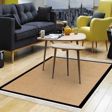 Dekoreko Kaymaz Dijital Mutfak & Salon Halı  Toprak Saçaklı Dokuma E5001 Açık Kahverengi