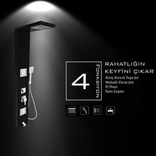 Flow Yapı Atlas Siyah Masajlı Duş Paneli - Dikey Jakuzi - Robot Duş - El Duşu - Lüx Duş