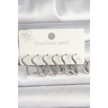 Çarşı Point 316l Çelik Gümüş Renk Yıldız Model Kadın Küpe Seti