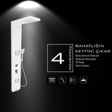 Flow Yapı Atlas Beyaz Masajlı Duş Paneli - Dikey Jakuzi - Robot Duş - El Duşu - Lüx Duş