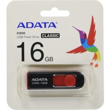 Adata C008 16 GB USB 2.0 Geri Çekilebilir Kapaksız Flash Bellek 16 GB Siyah