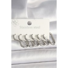 Clariss 316L Çelik Gümüş Renk Kalp Model Kadın Küpe Seti