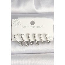 Clariss 316L Çelik Gümüş Renk Üçgen Model Kadın Küpe Seti