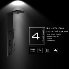 Flow Yapı Atlas Siyah Premium Masajlı Duş Paneli - Dikey Jakuzi - Robot Duş - El Duşu - Lüx Duş